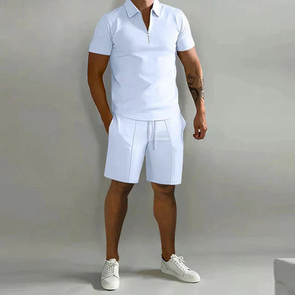 Elegantes Poloshirt-Set Korte Broek Heren Von Alder Weiß S 