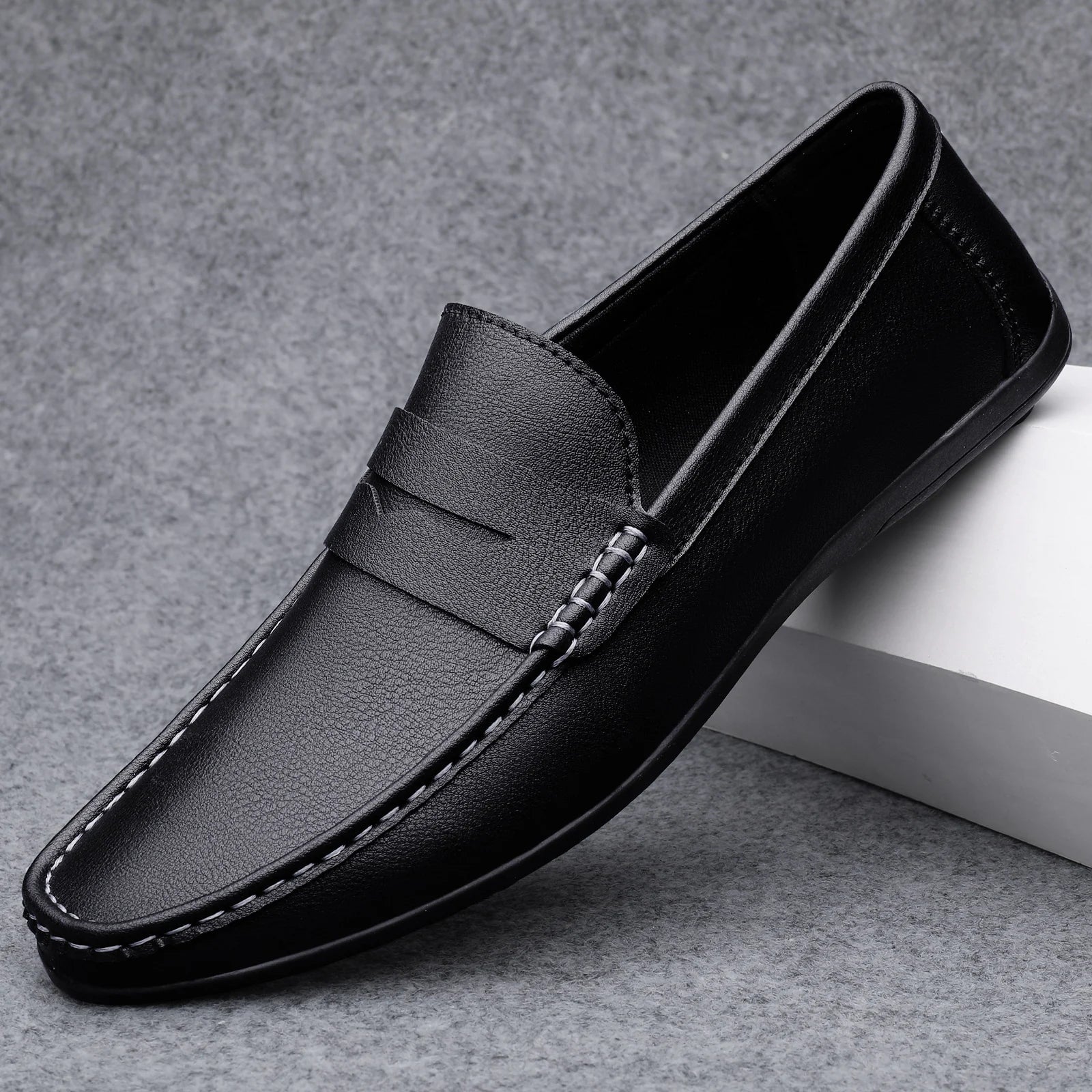 Klassische italienische Lederloafers Von Alder Schwarz 38 