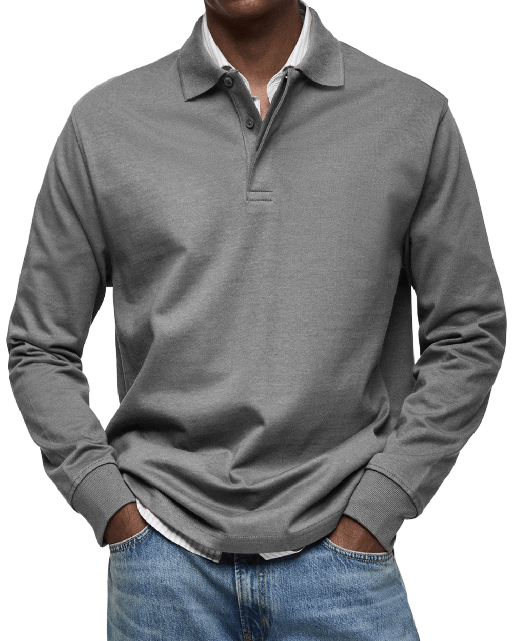 Lässiger Polo-Pullover Von Alder Grau S 