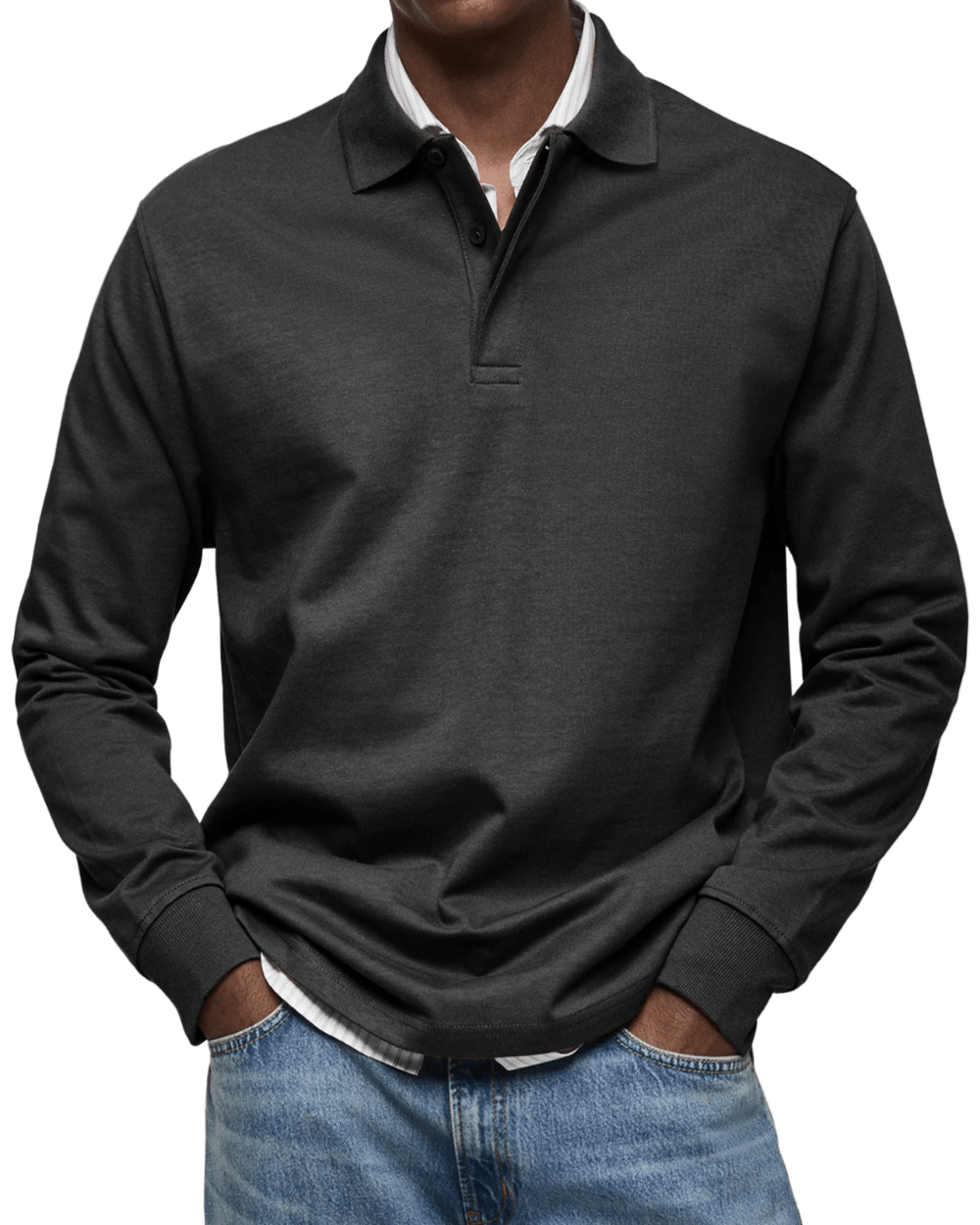 Lässiger Polo-Pullover Von Alder Schwarz S 