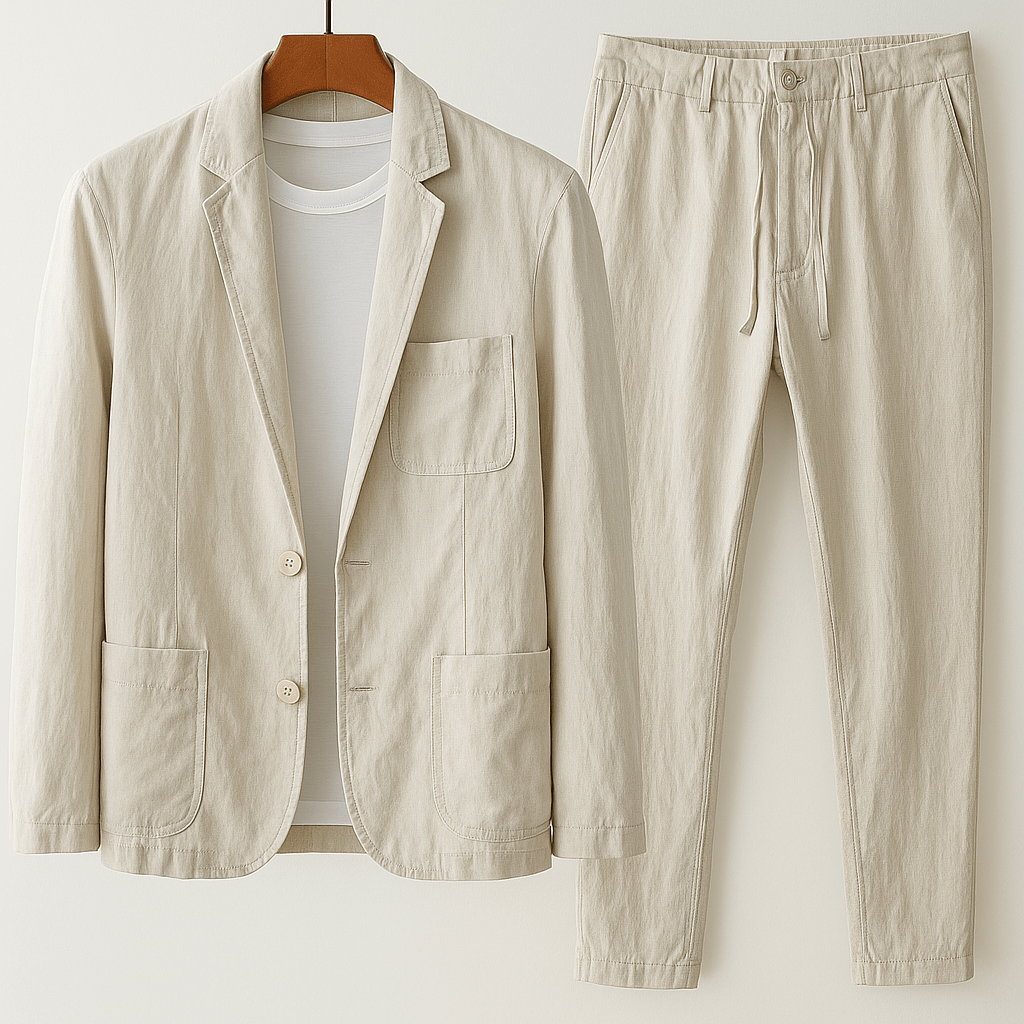 Lässiges Leinen-Set Von Alder Beige M 