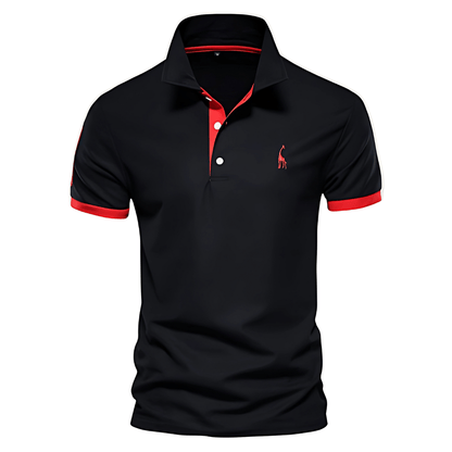 Lässiges Poloshirt Lässiges Poloshirt Von Alder Schwarz-Rot S 