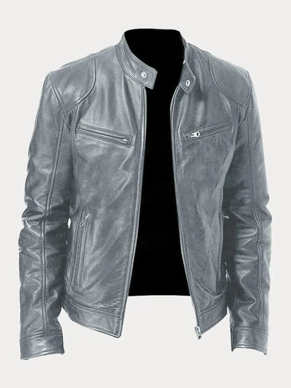Lederjacke Von Alder Grau S 