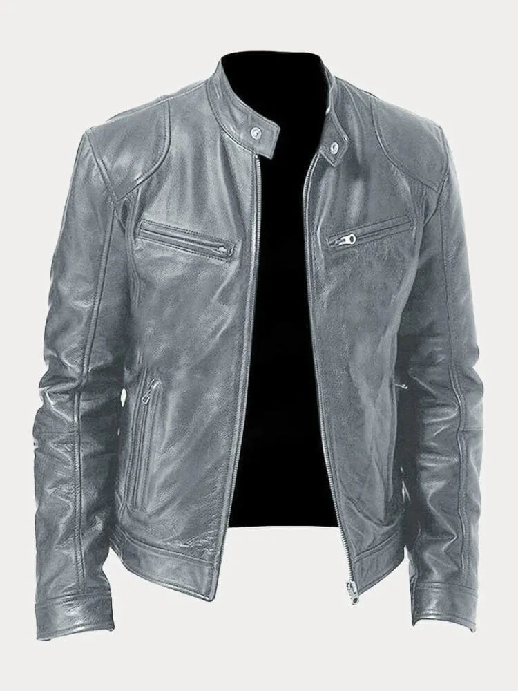 Lederjacke Von Alder Grau S 