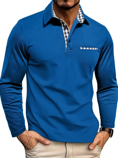 Polohemd mit langen Ärmeln Von Alder Blau S 