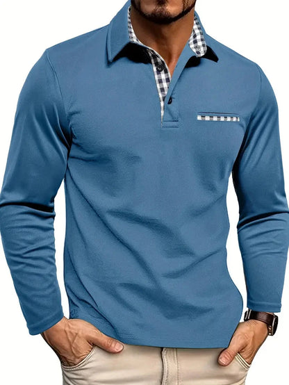 Polohemd mit langen Ärmeln Von Alder Hellblau S 