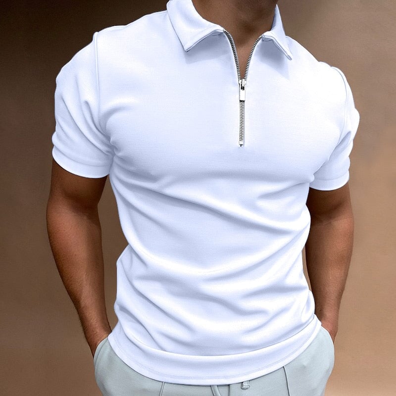 Poloshirt mit Reißverschluss Poloshirt mit Reißverschluss Von Alder Weiß S 
