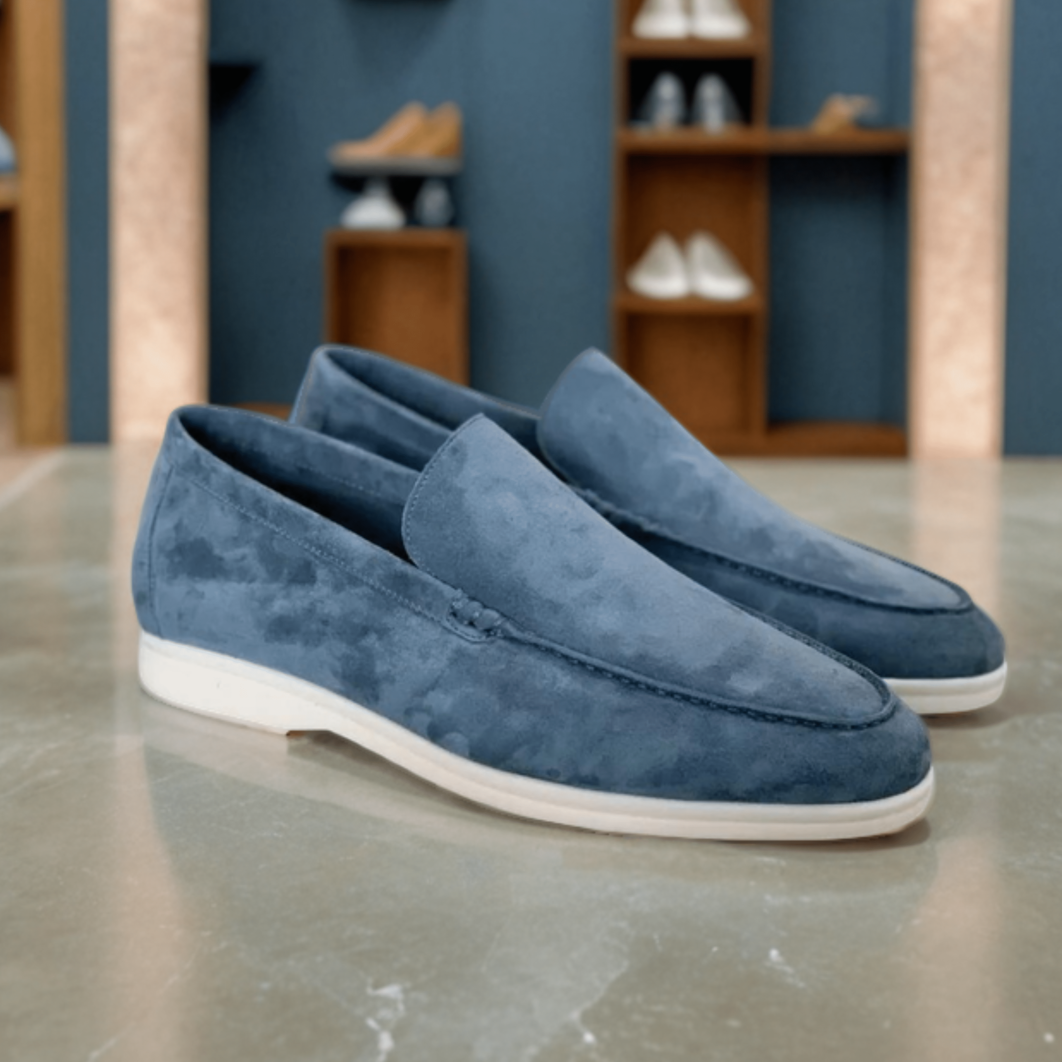 Premium Wildleder Slipper Von Alder Blau 38 