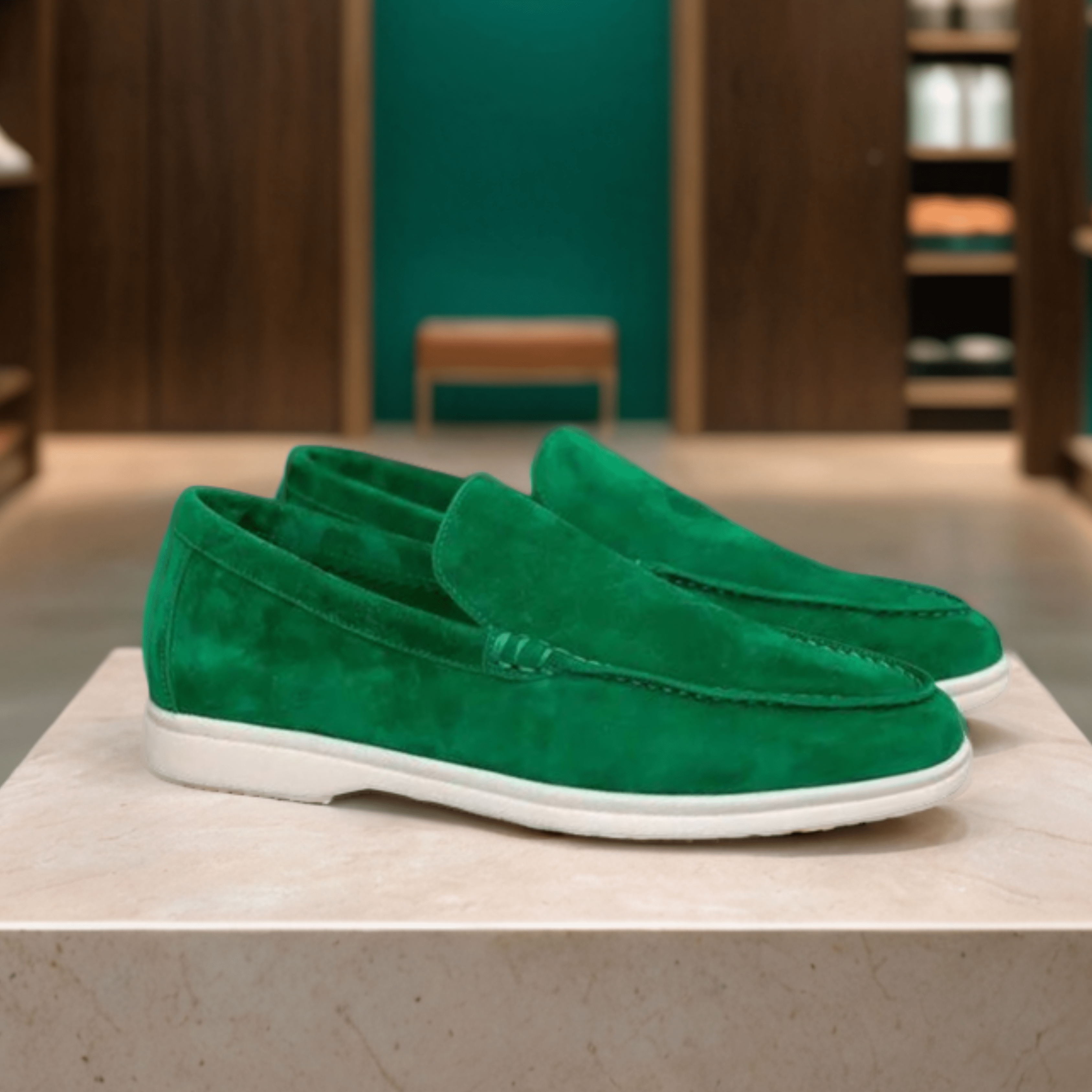 Premium Wildleder Slipper Von Alder Grün 38 