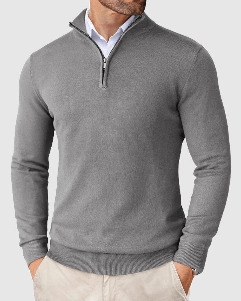 Romeo Zip Pullover Turtleneck sweater Von Alder Grau S 